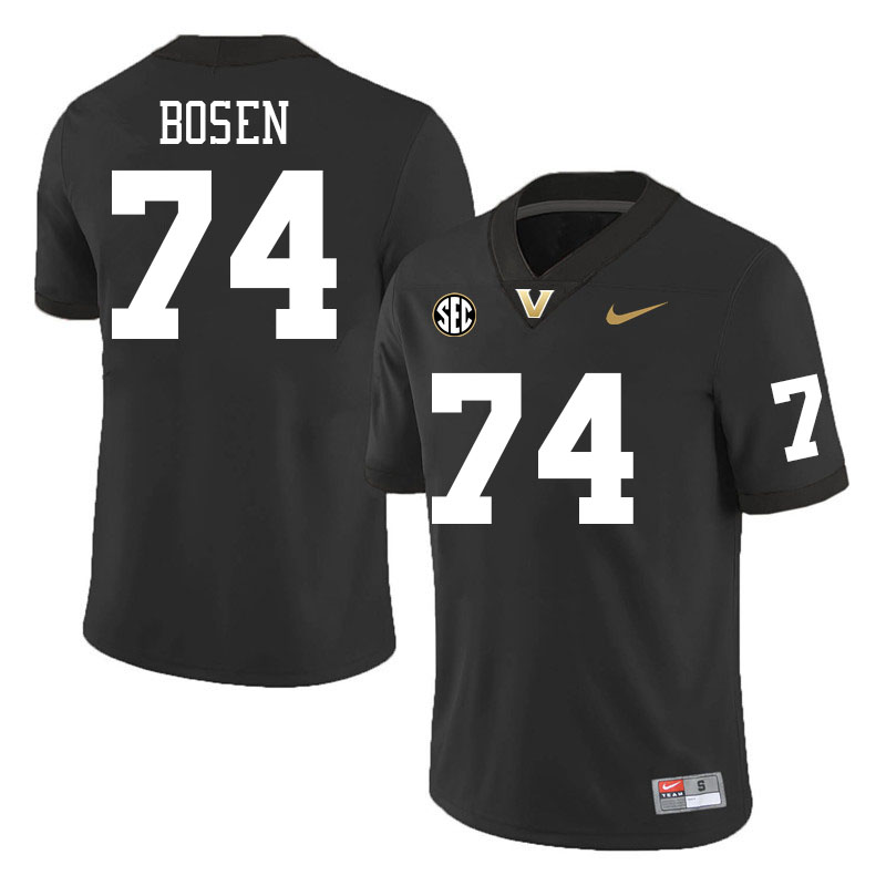 Vanderbilt Commodores #74 Cameron Bosen College Football Jerseys Stitched-Black